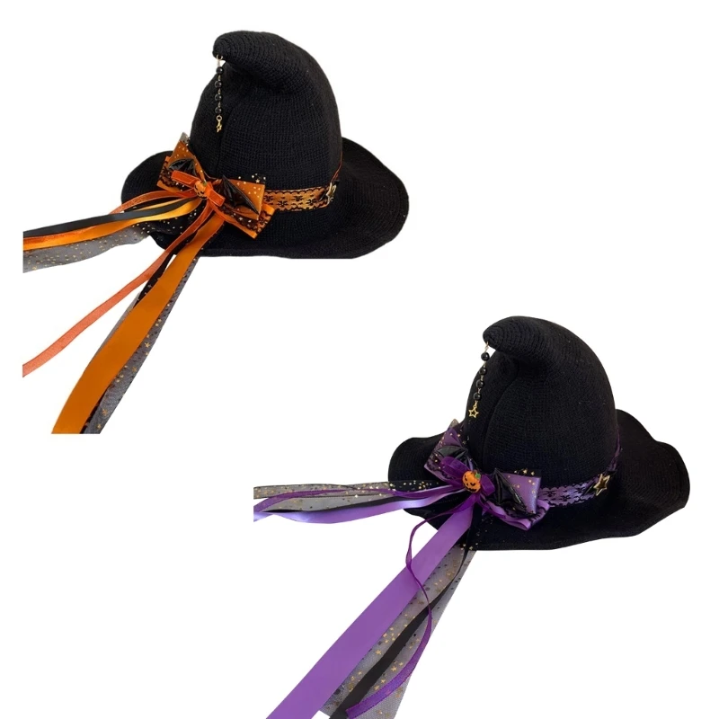 

Witch Hat Large Bowknot Pumpkin for Women Men Teenagers for Halloween Party 449B