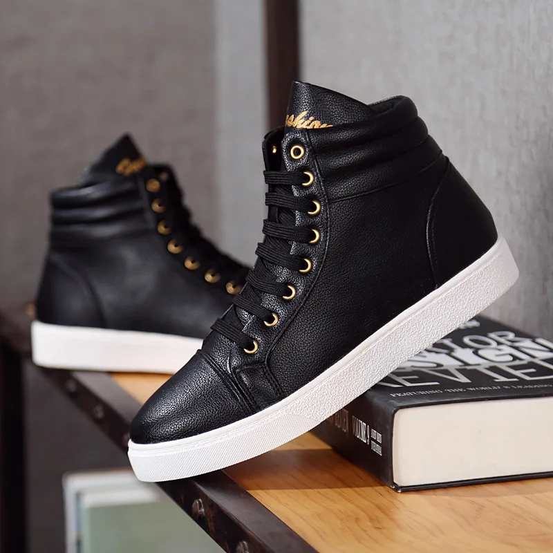 Autumn And Winter Men's Leather Shoes Casual Sports Shoes Outdoor Non-slip Waterproof Warm Lace-up Casual Running Sports Shoes