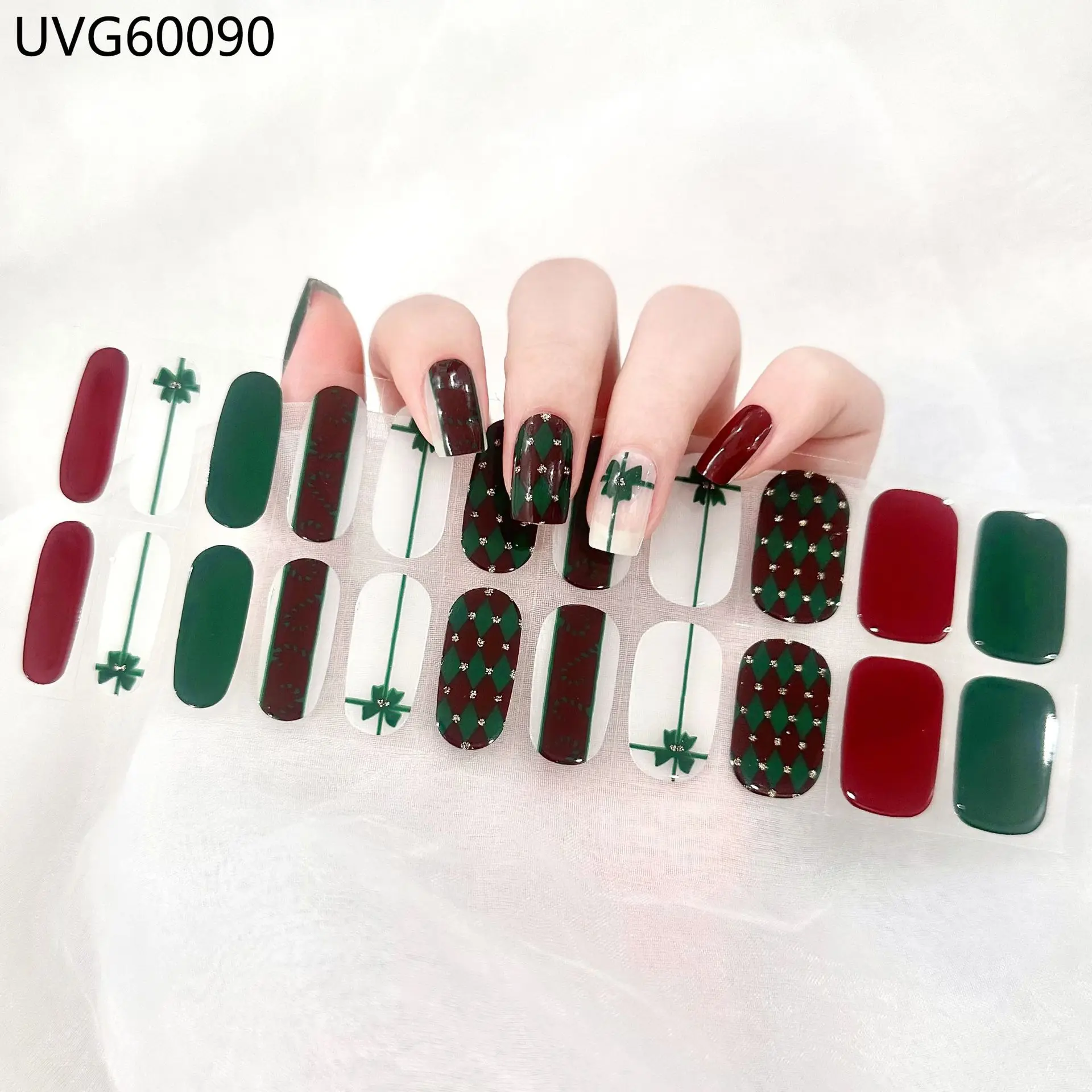 2024 Christmas Semi Cured Nail Sticker UV Led Lamp Semi Cured Gel Snow Flake Nail Decals Waterproof Nail Stickers Nail Manicure 3