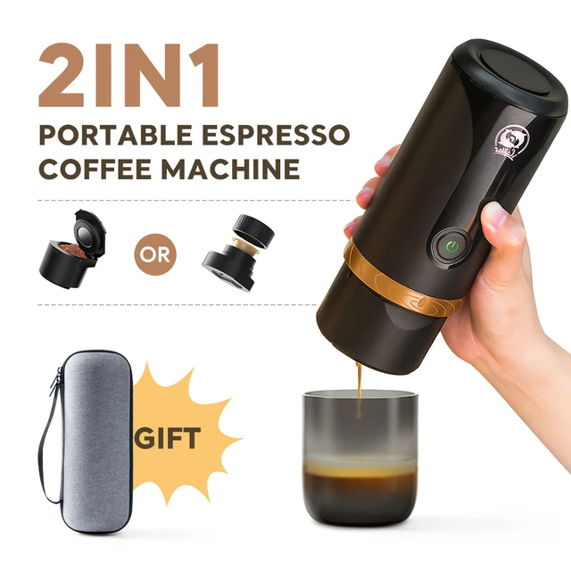 Cafetera Espresso portátil 2 en 1, máquina de café eléctrica recargable,  compatible con cápsulas Nespresso, Café