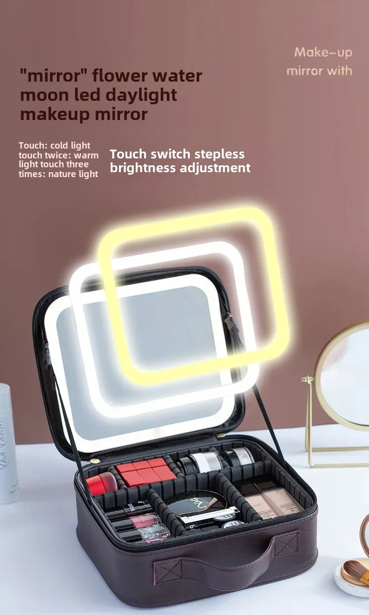 LED Lighted Travel Makeup Bag with Mirror – Portable Cosmetic Storage Case with USB Cha... - SKU TMO16582 - UGI Packaging