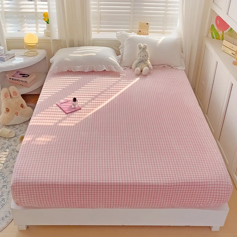 Velvet Fitted Sheet for Winter Bedsheet Plaid Style Bed Cover Skin-friendly Mattress Protector sabanas para cama (No Pillowcase) 4