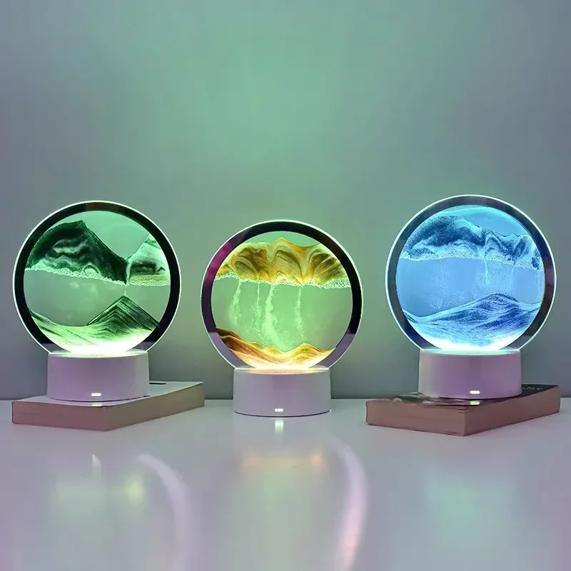Multicolor Hourglass Light with 3D Moving Sand Art and Deep Sea Display