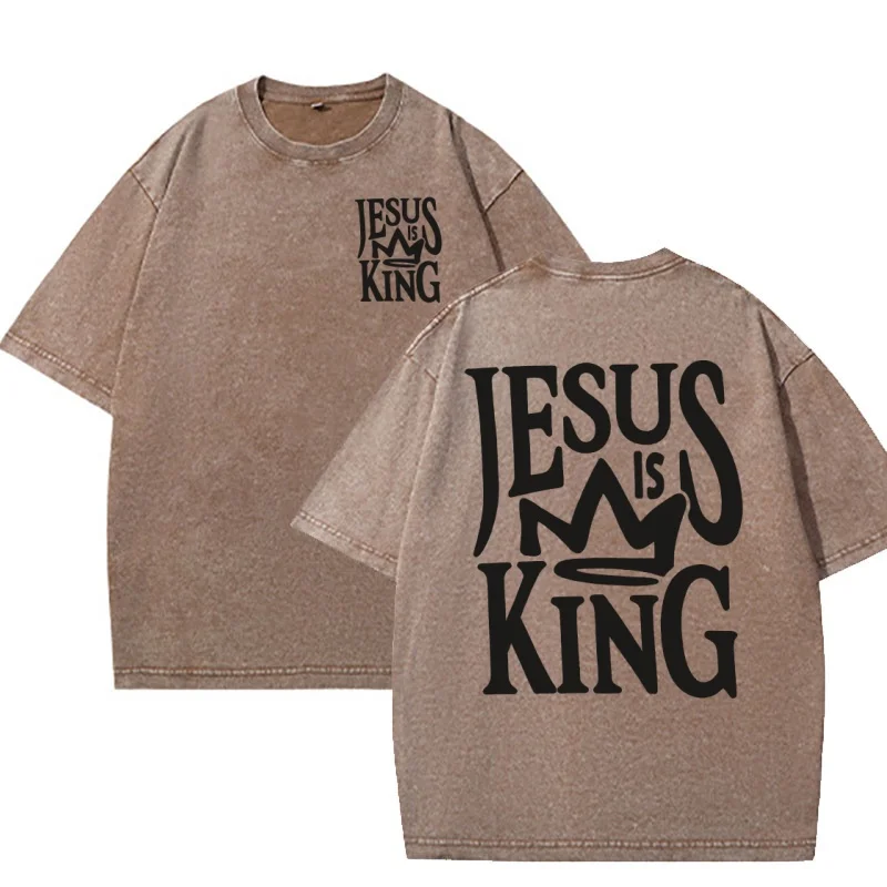 Jesus Is King Christliches T-Shirt für Männer und Frauen, Glaubensartikel, Bibelvers-Shirt, Baumwolle, Kurzarm, Rundhals, Glaubensbasiert
