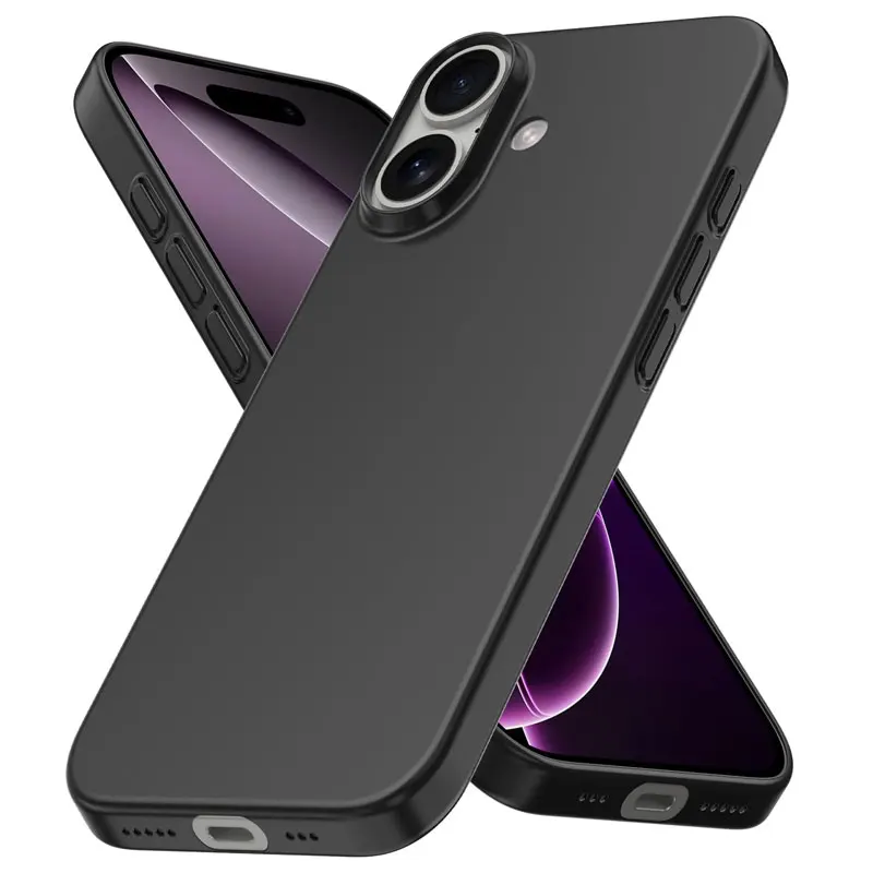 Elegant Black Matte Silicone Phone Case - Soft Back Cover