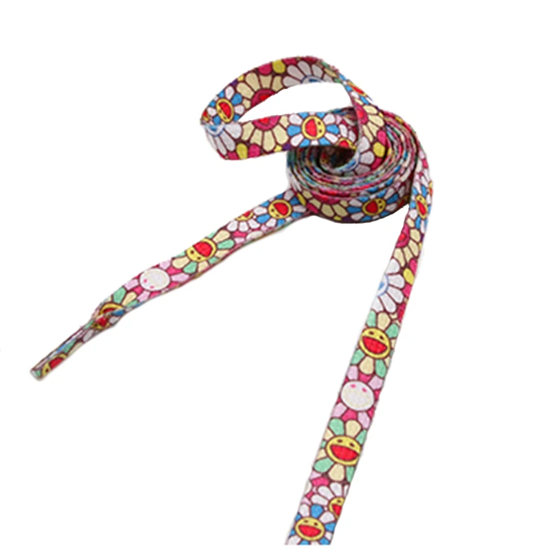 Coolstring 30Pairs/lot Sun Flowers Laces Heat Transfer Colorfule Tapes Classical Fashion Flat Ropes High Quality Cord Wholesale