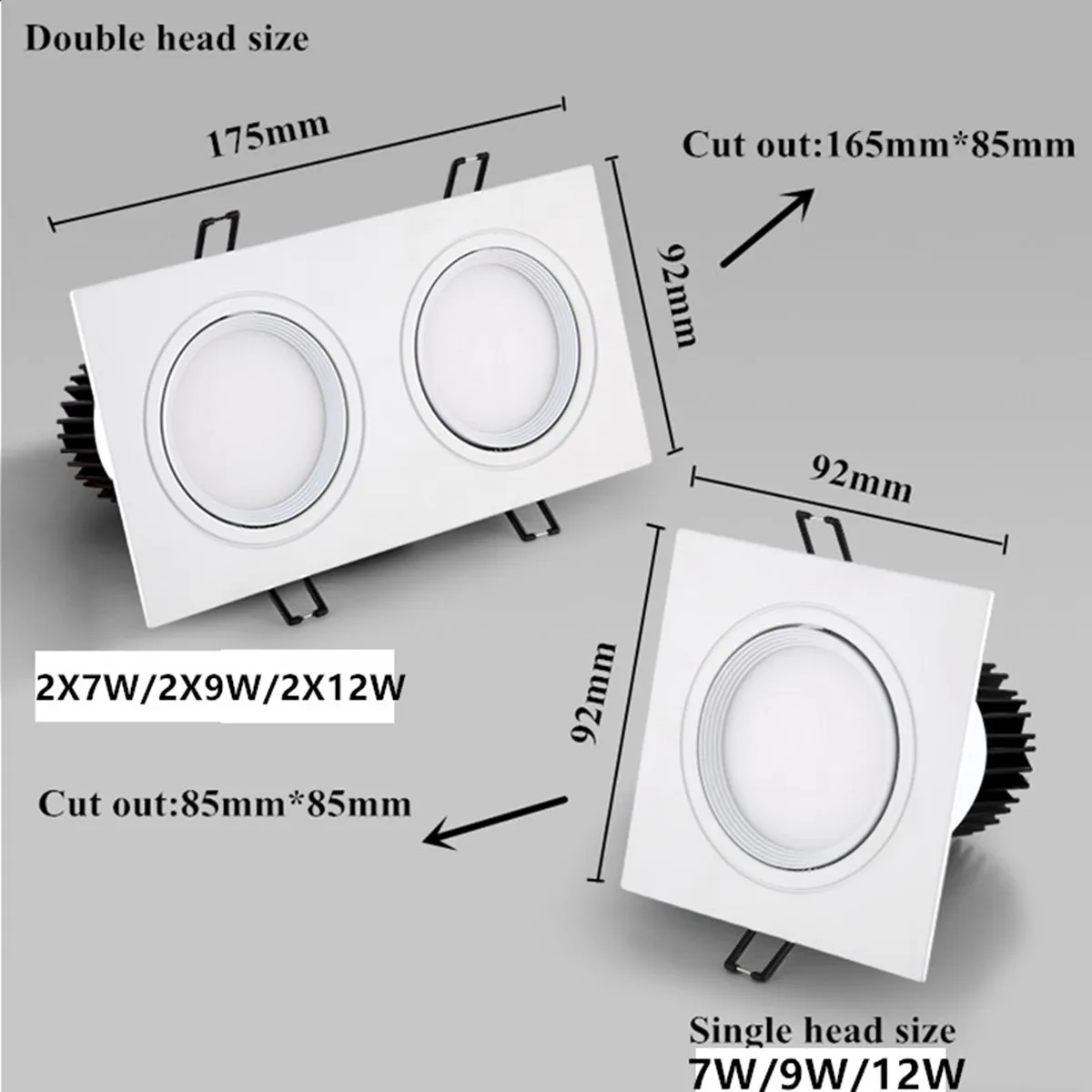 Recessed Double LED Dimmable Downlight COB 7w 9w 12W 24W AC 110V 220V Ceiling Lamp