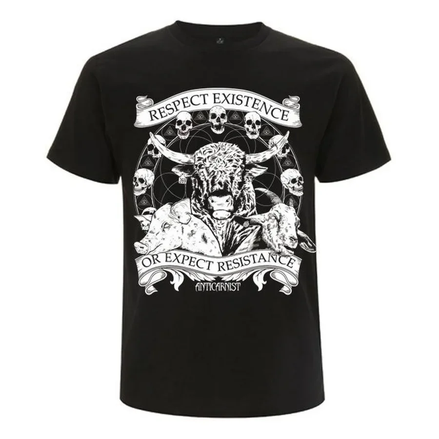 Уличная мода, Винтажная летняя мужская распродажа, веганская антикарнистская одежда, веганский металл, уважение, существование или ожидание сопротивления