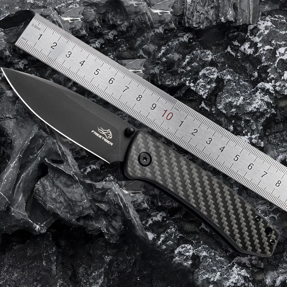 FREETIGER FT2103 Folding Knife Black D2 Blade Carbon Fiber Handle ...