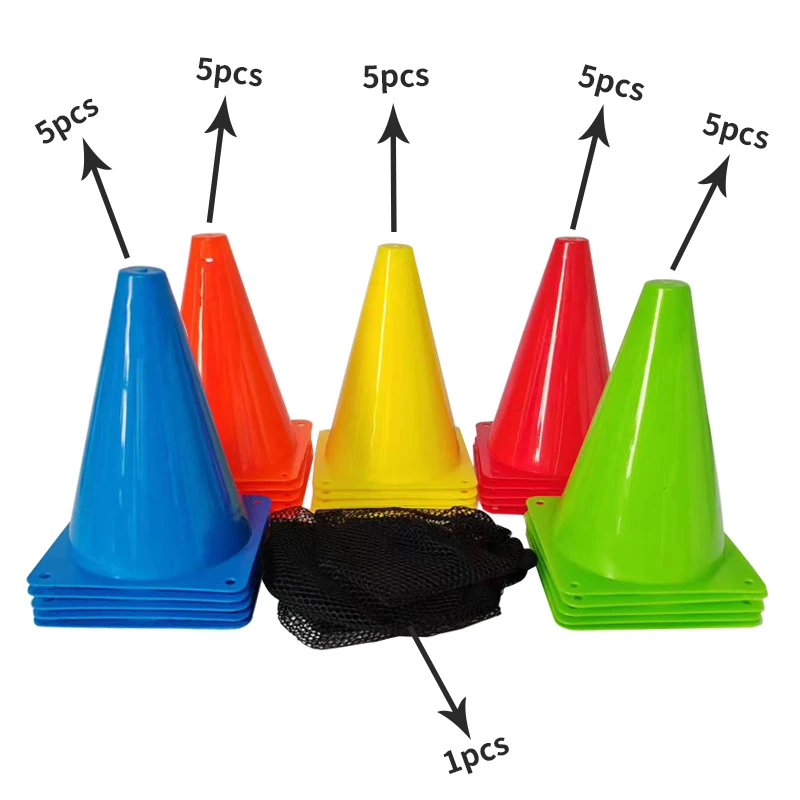 25PCS  Hot Sale Colorful Marker Cones Soccer Agility Training Cones Football Marker Cones Cheap Price Portable Football