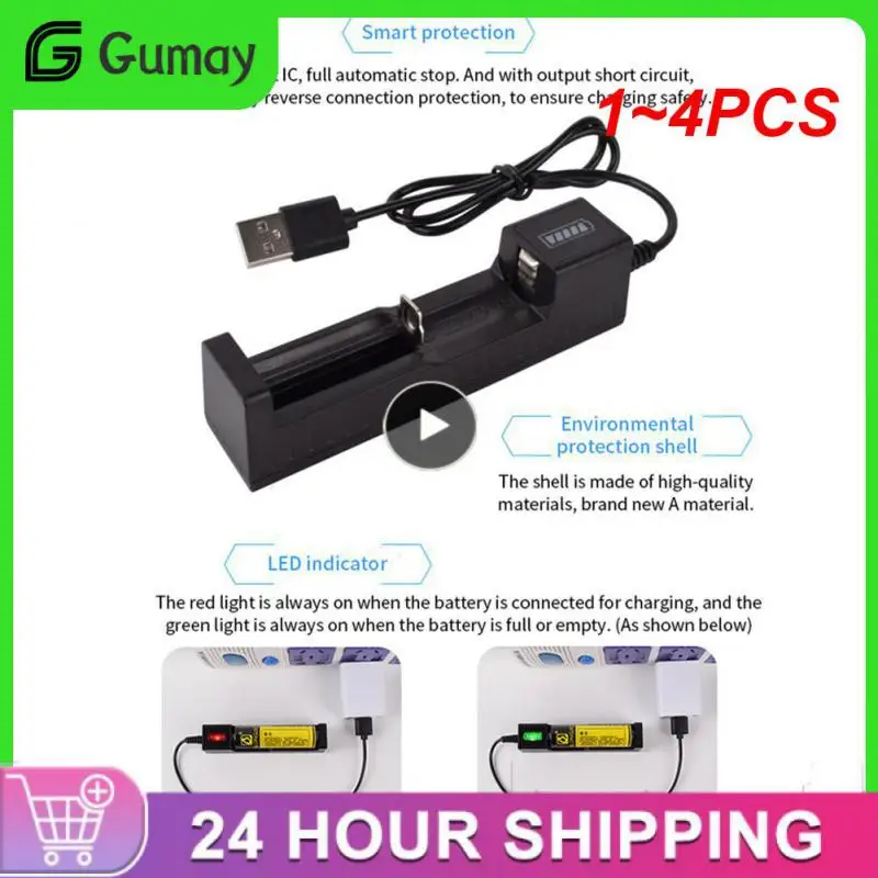 

1~4PCS Battery Charger 18650 USB 1 Slot Universal Smart Quick Charging Rechargeable Lithium Battery Charger For 14500 16340