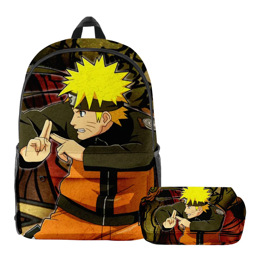 

3D Printing Naruto Anime School Bag Set Primary and Secondary School Students Backpack Double Pencil Bag Two-piece Backpack