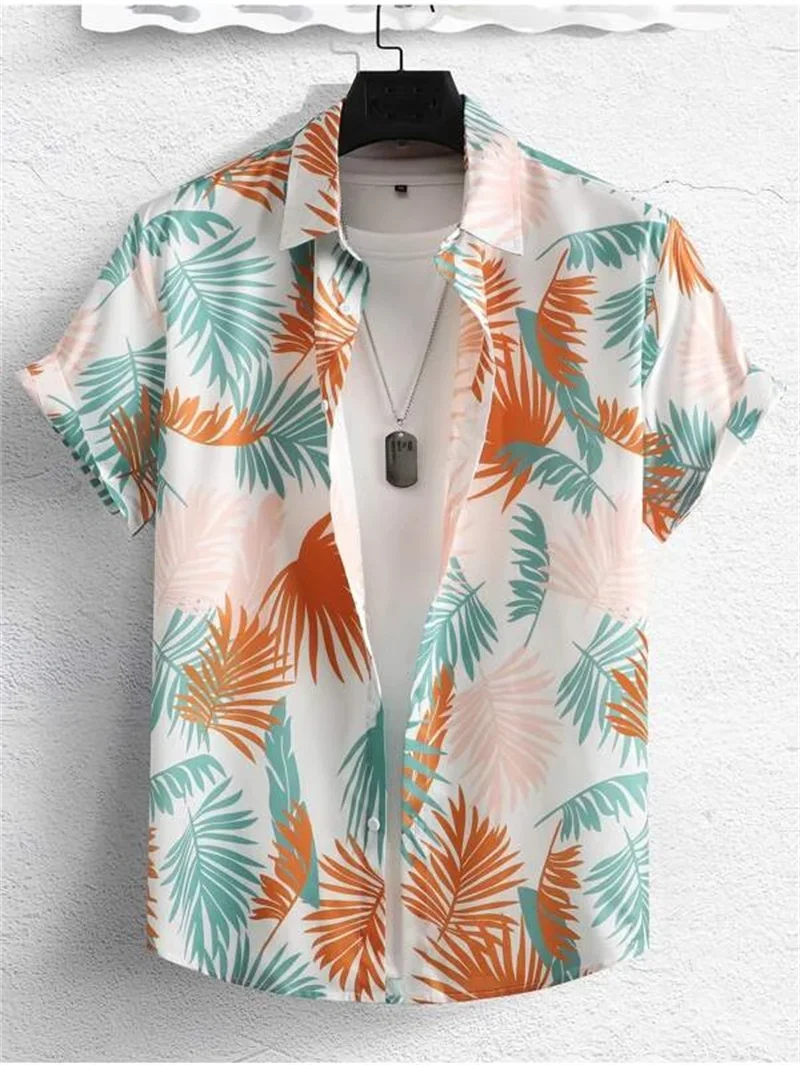 Hawaiian Flower 3D Shirt Plant Printed Men's Clothing Summer Street Loose 3XL Men's Top Trendy Beach Party Social Clothing