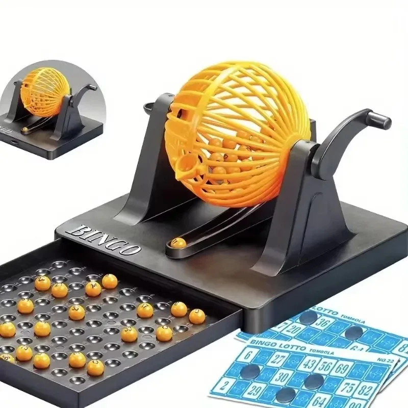 Bingo Game Set Deluxe Bingo Game Set with Cage Lottery Machine Mini Chips Pretend Perfect For Family Party