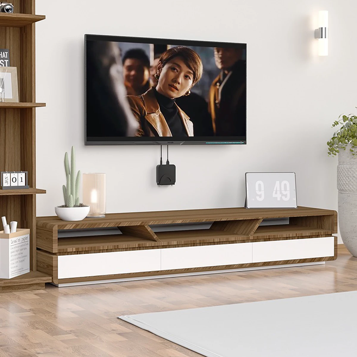 TV 박스 벽 스탠드 ??라우터 벽 브래킷 하드 디스크 벽 홀더 탄소강 소재 너비 조절 가능한 검정색 선반