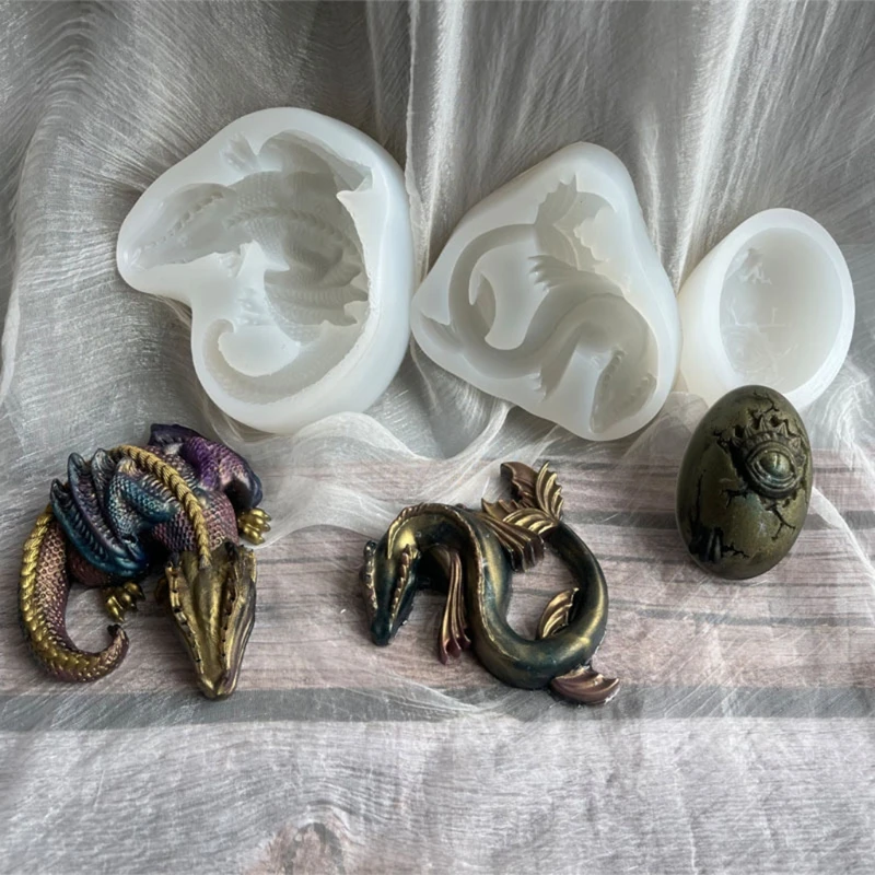 

Y4QE 3 Pcs Easter Dinosaurs Epoxy Resin Mold Plaster Clay Soap Casting Silicone Mould