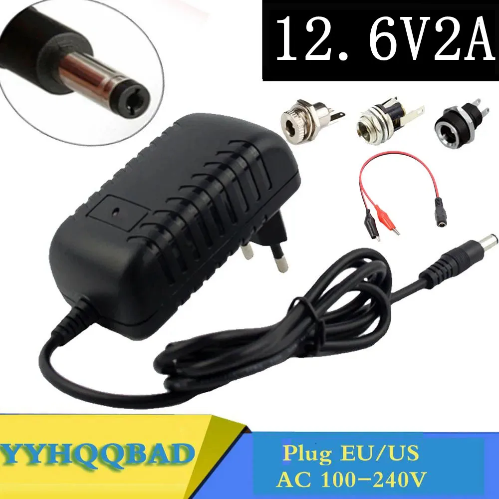 Battery Charger 12.6V 2A 18650 lithium battery charger for 12V 3series li-ion battery polymer smart charger 18650 pack 5.5mm x 2.1mm DC