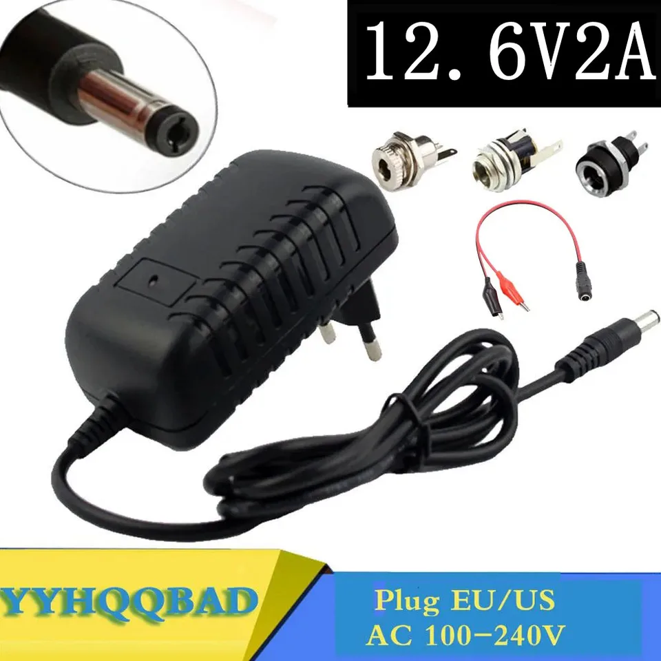 Adaptador/Cargador 12.6V 2A Para Baterías De Litio 3S (18650) - Entrada AC 100-240V, Salida DC