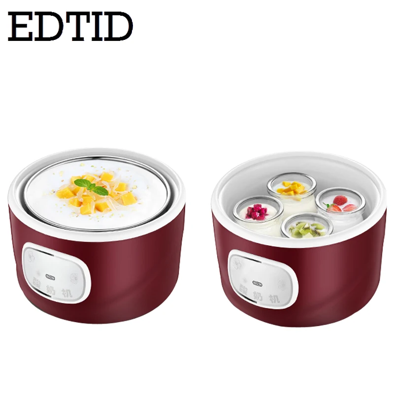 DETID Automatic Electric Yogurt Maker Multifunction Stainless Steel Leben Container Natto Rice Wine Machine Four Yoghurt Cups 1L 4