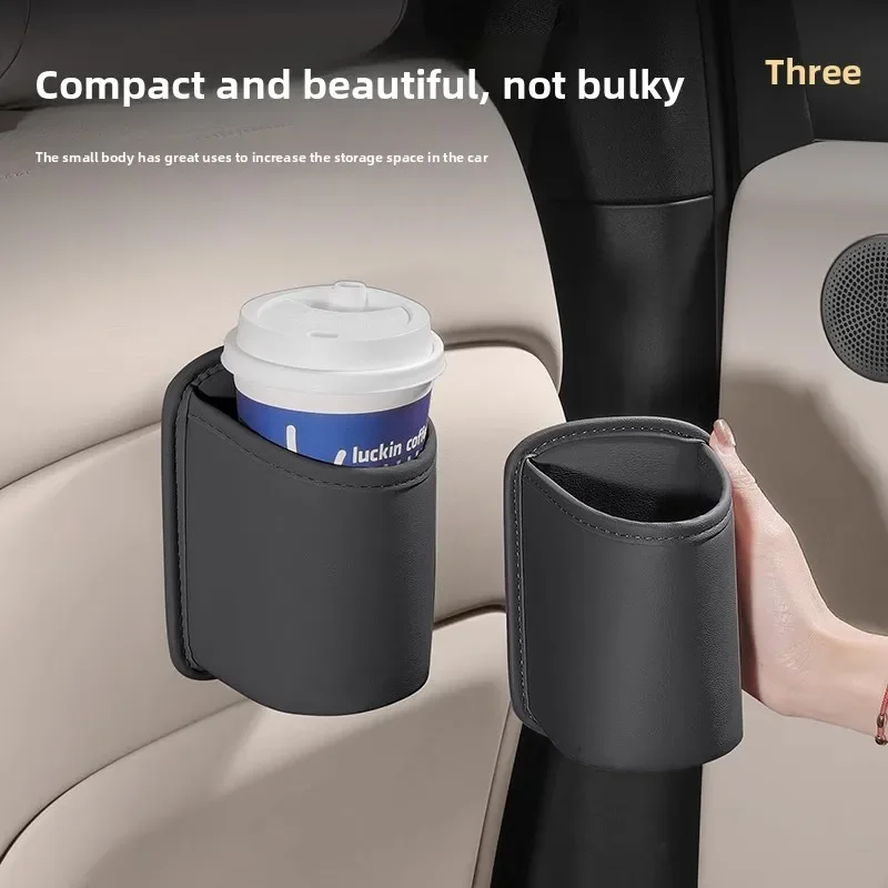 PU Leather Car Door Cup Holder Storage Box Universal Seat Back Organizer Vehicle Car Drink Rack