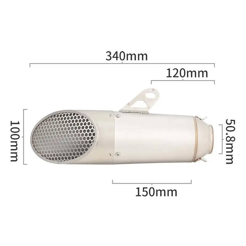 38-51MM Exhaust Pipe Universal Motorcycle Escape Muffler Stainless Steel Silencer For Dirt Street Bike Without DB Killer - Image 3