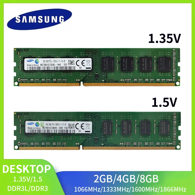 Samsung-memória RAM ddr3l/ddr3, dimm, 8gb, 4gb, 2gb, 1866mhz, 1600mhz, 1333mhz, 1066mhz, 240pin, 1.35v/1.5v, pc3