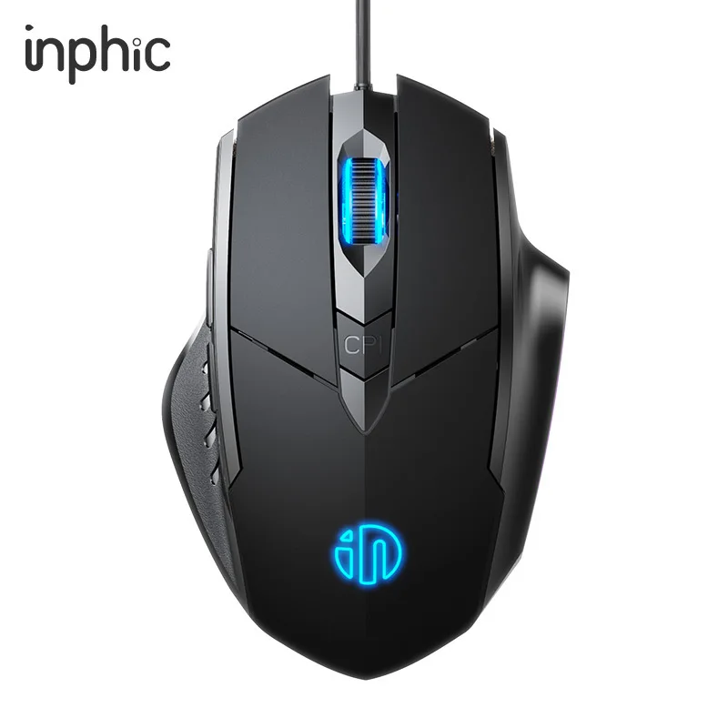 Inphic wired gaming mouse macro programming adjust DPI silent office