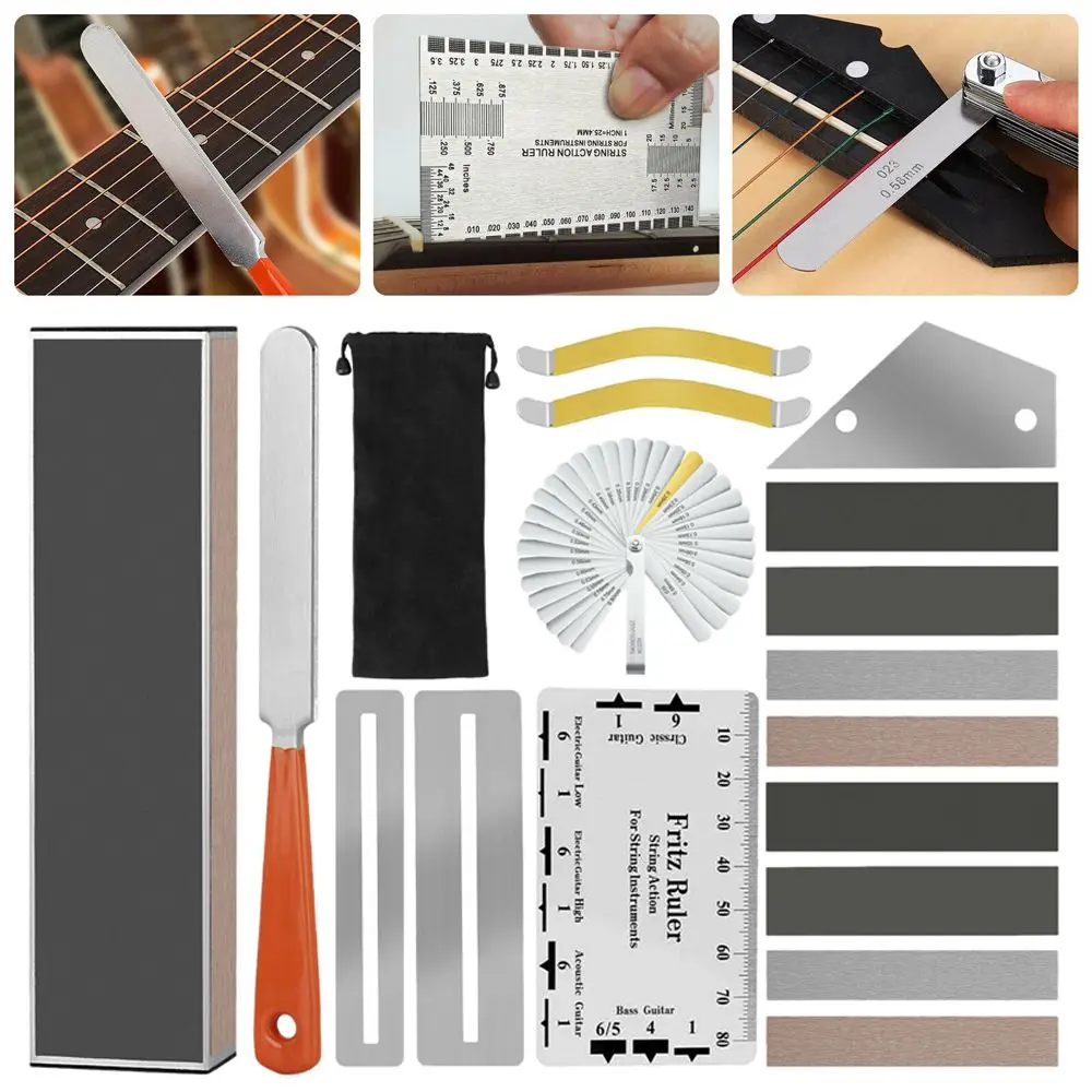 

Guitar Repairing Maintenance Kit for Acoustic Guitar Electric Guitar Ukulele Bass Banjo String Action Ruler Gauge Measuring Tool