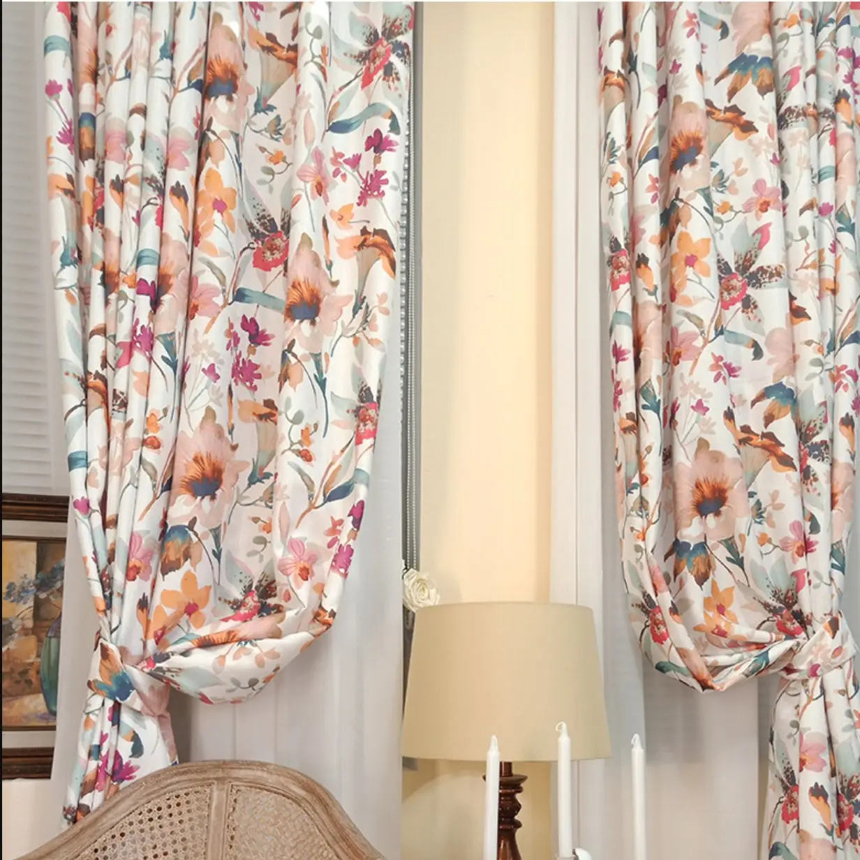 

Light and Luxurious Bay Window Curtains with Light Shading, New Printed Curtains for Living Dining Room Bedroom