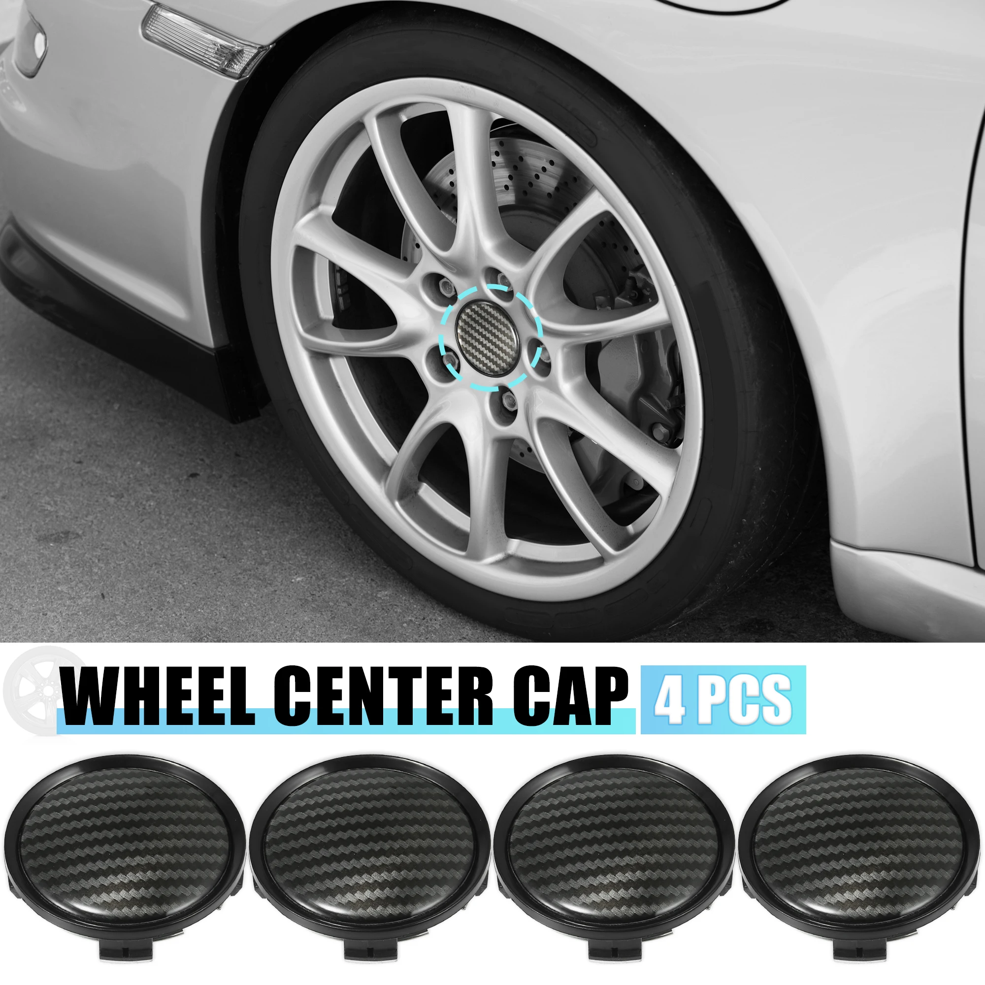 X AUTOHAUX 4 pz tonalità Argento Nero 60 mm Diametro 5 Clip Pneumatico Ruota Centro coprimozzi