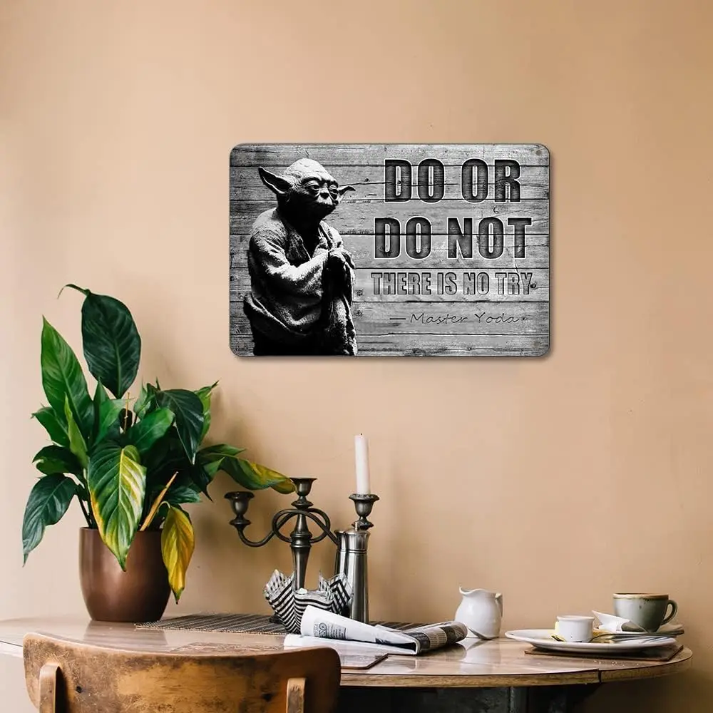 Vintage Tin Movie Sign - Inspirational Quote Do or Do Not, There Is No Try - Motivational and Humorous Wall Art Decor
