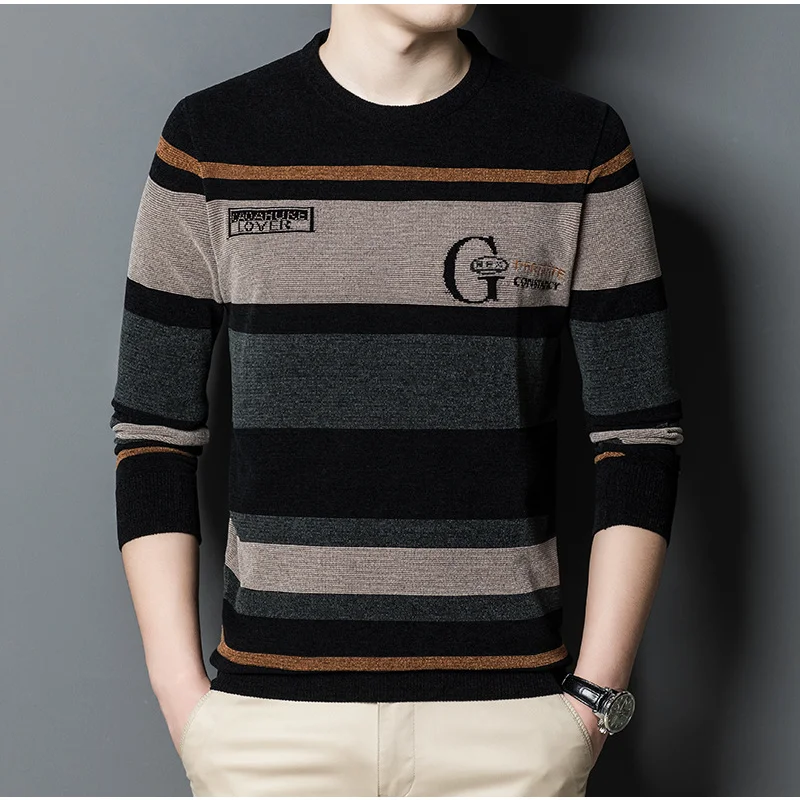 Men Sweaters Wide Stripe Sweaters Mens Mens Sweaters Xl Pullovers