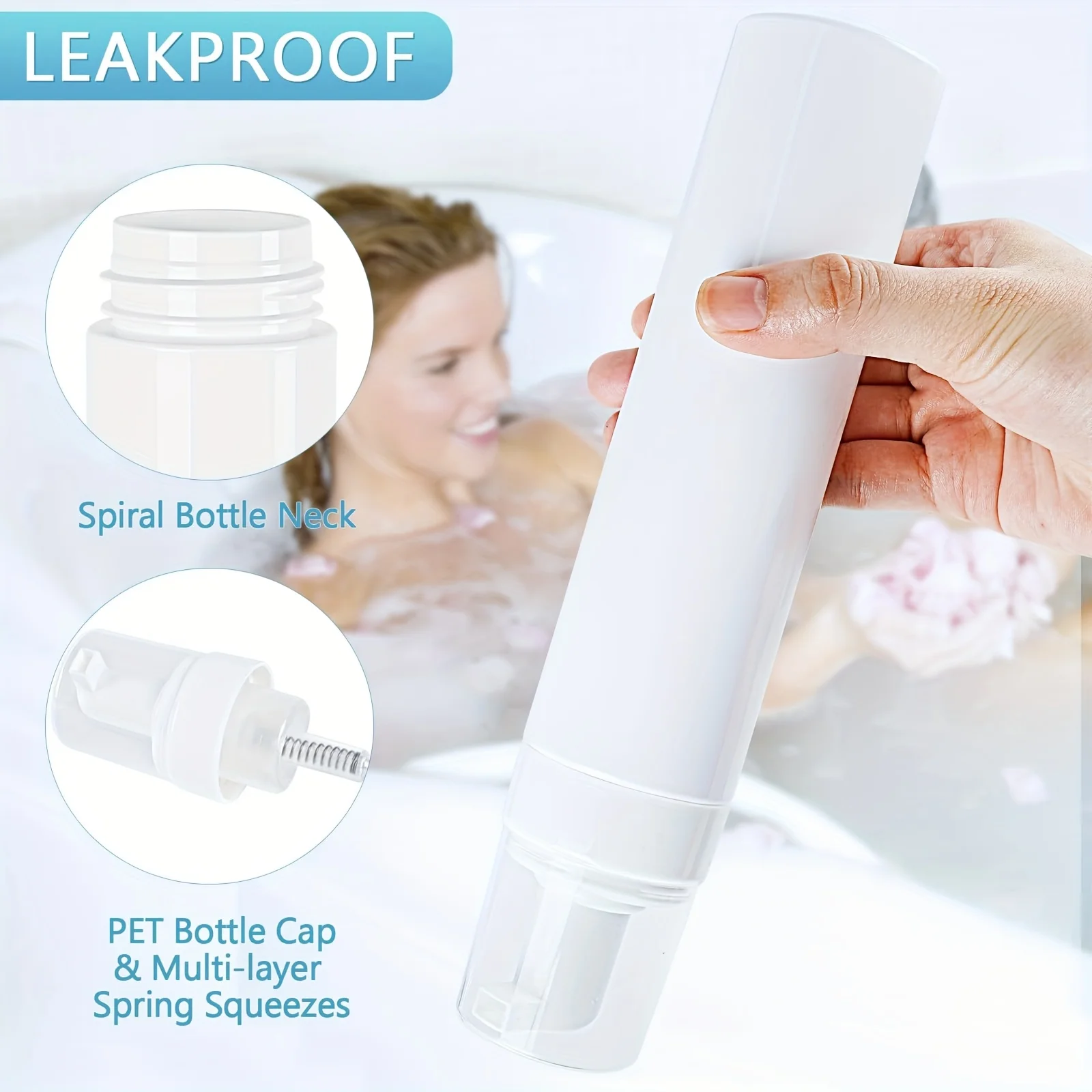 Plastic Foaming Dispenser Bottle for Shower Gel and Cosmetics - Refillable Pump