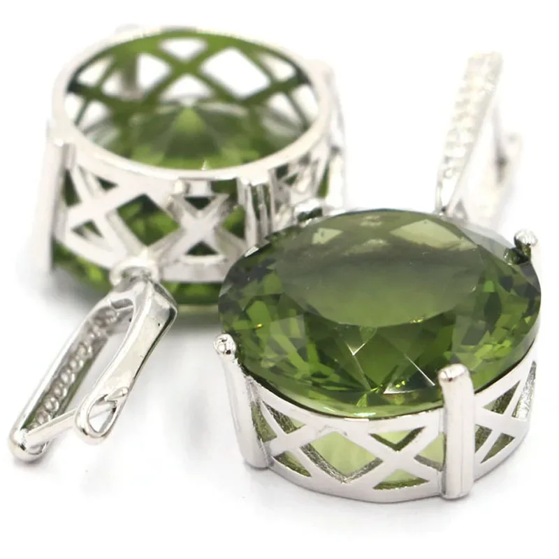 18g 925 SOLID STERLING SILVER Earrings Big Gemstone Green Amethyst Golden Citrine Pink Tourmaline Violet Topaz Ladies Present
