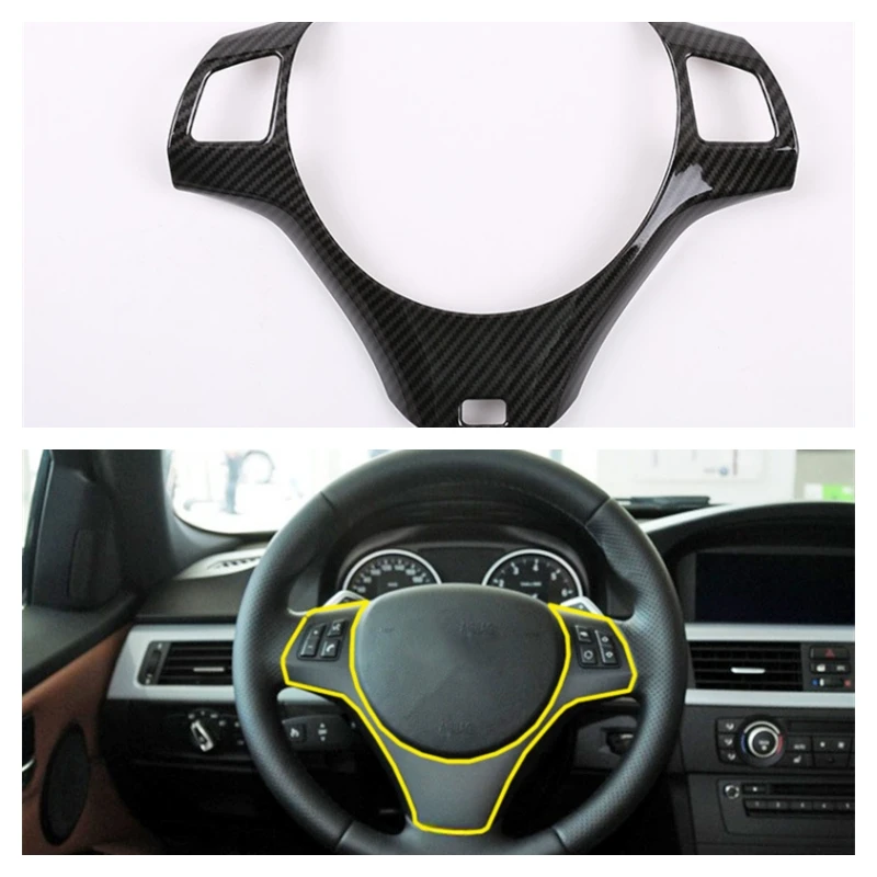 

For BMW 3 Series E90 2005 2006 2007 2008-2012 ABS Carbon Fiber Stickers Car Steering Wheel Decoration Trim Interior Accessories