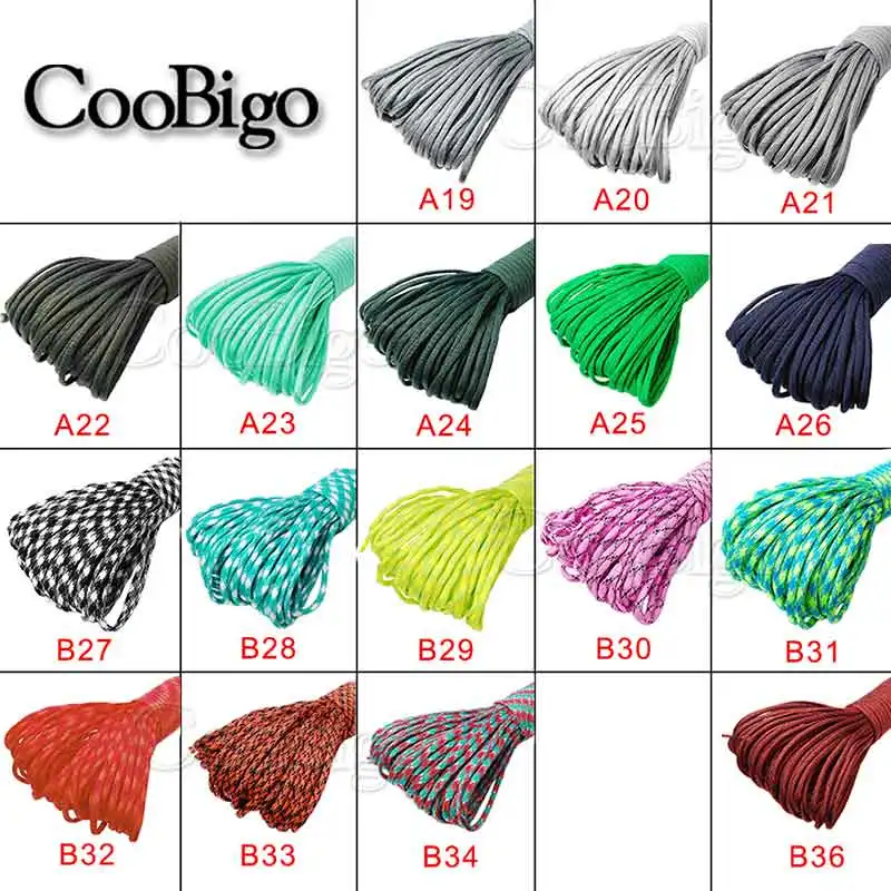 Parachute Cord Lanyard Rope Dia.4mm Mil Spec Type III 7 Core Strand Paracord Bracelet Outdoor Climbing Camp Survival Equipment