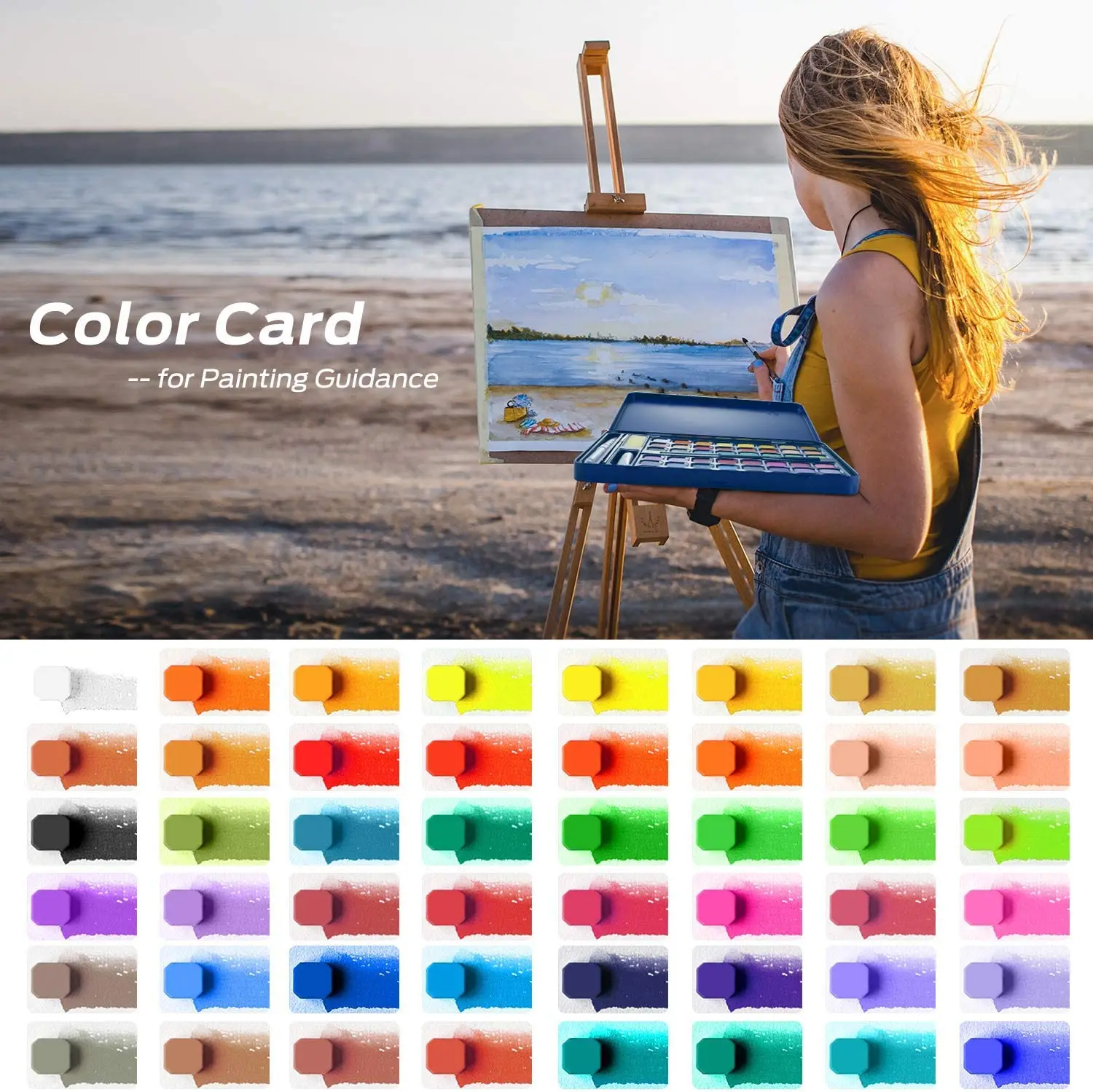 Ohuhu Solid Watercolor Paint Set Brush Pen Portable Professional Painting Pigment Drawing Colors Palette School Art Supplies