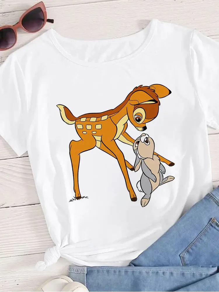 

Disney Bambi and Thumper Cute Women Casual Tshirt Funny Hot Sell Summer Short-Sleeved Top Fashion Loose O-Neck T-Shirt