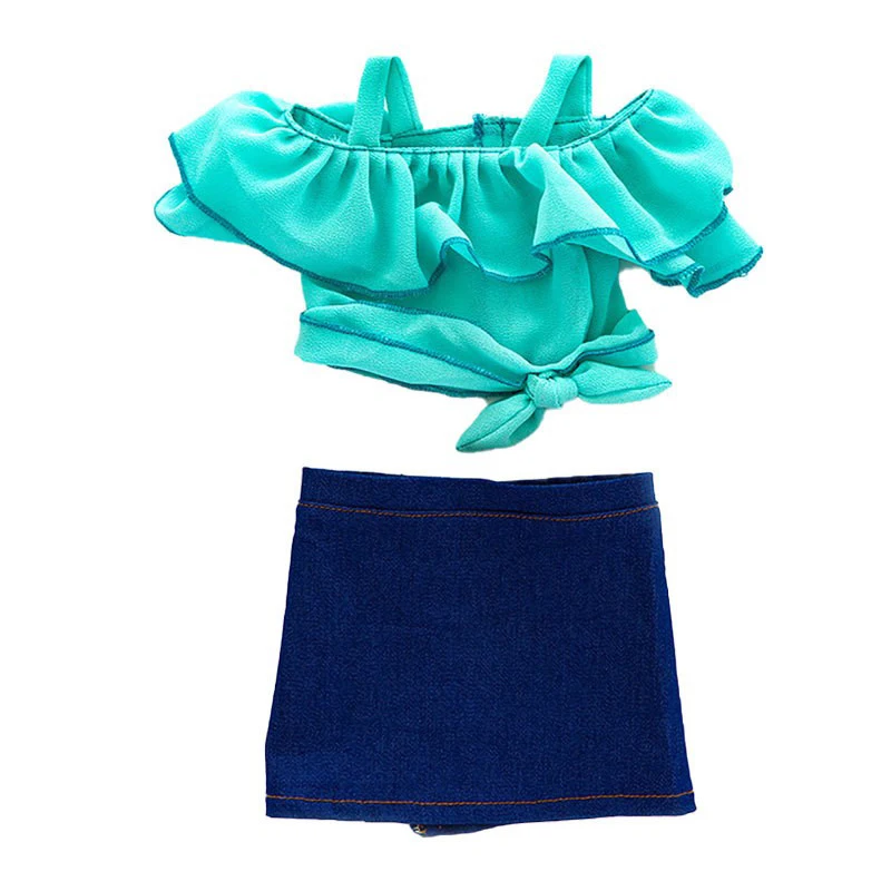 18 Zoll Amerikanische OG Puppenkleidung Set Schwarze Bluse Strumpfhose Rock 40cm Babypuppe Sommerhemd Büroanzug für Puppen – Detail 3