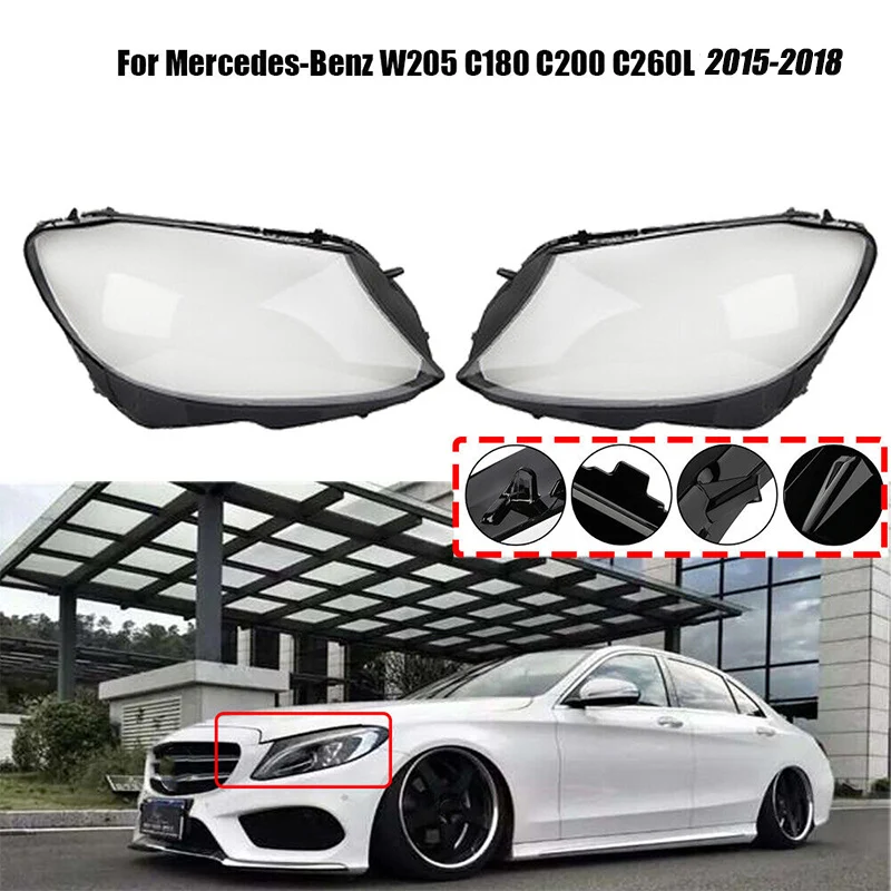 

Car Lampshades Front Headlight Cover Shell Light Glass Lens For Mercedes Benz W205 C180 C200 C260L C280 C300 2015 2016 2017 2018
