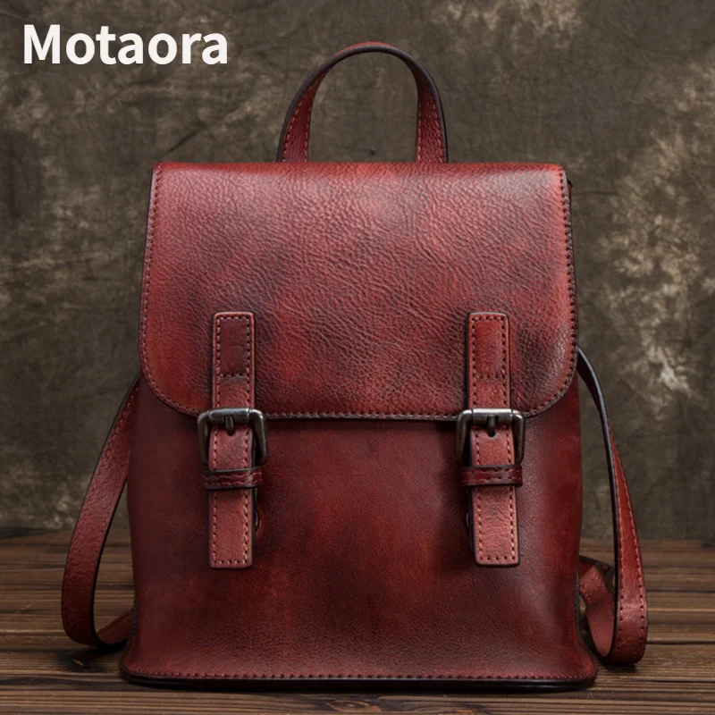 

Women Backpack Travel Bag Daypack Brush Color Cowhide Vintage Genuine Leather Girls School Bags For Teenage Rucksack NEW