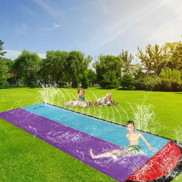 Children Surf Water Slide Outdoor Garden Racing Lawn Water Slide Spray Summer Water Games Pool Toy Toboggan Aquatiqu 480x140cm 2