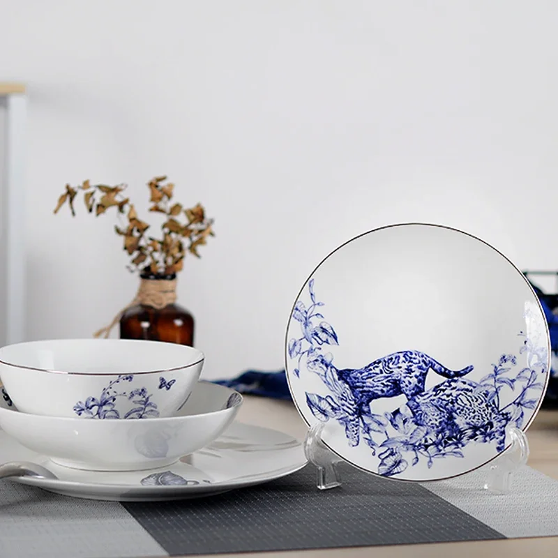 Jaguar Dinnerware, Coffee Cup Saucer, Teapot Salad Bowl, Fruit Plate, Dinner Plates, Soup Dish, Kitchen Supplies