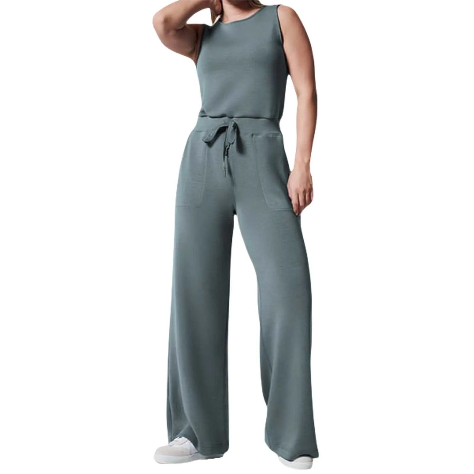 

Summer Button Lace Up Short Sleeve Light Rip Straight Jumpsuit Floral Romper Women