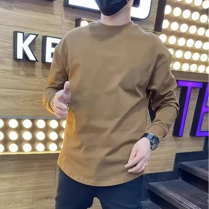 thumbnail image 1 of Camiseta de cuello redondo para hombre, sudaderas de alta calidad, 100 % algodón, elasticidad, tendencias de moda de primavera 2024, talla S, nueva, 1 of 5