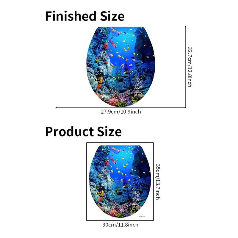 Toilet Sticker Decal Sea Theme Wall Stickers & Murals Self-adhesive Toilet Sticker Bathroom Decals Easy Maintenance Decal