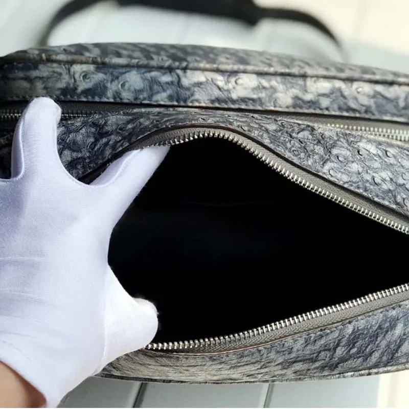 ouruili Ostrich skin leisure business large capacity women's bag zipper women's single shoulder bag cross women handbag