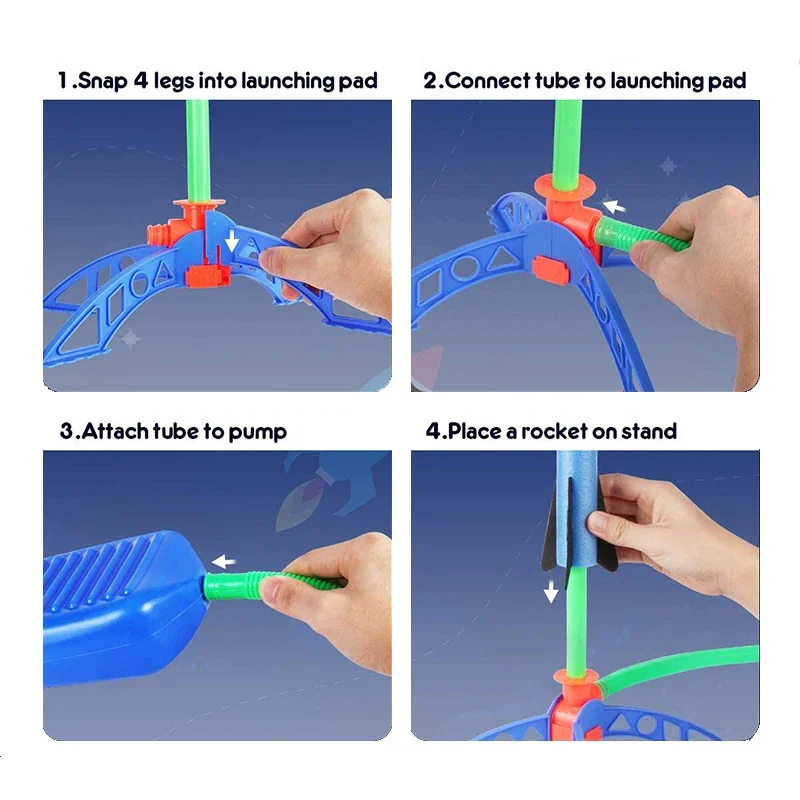 Air Rocket Toy Kid Foot Pump Launcher Outdoor Air Pressed Stomp Soaring Rocket for Children
