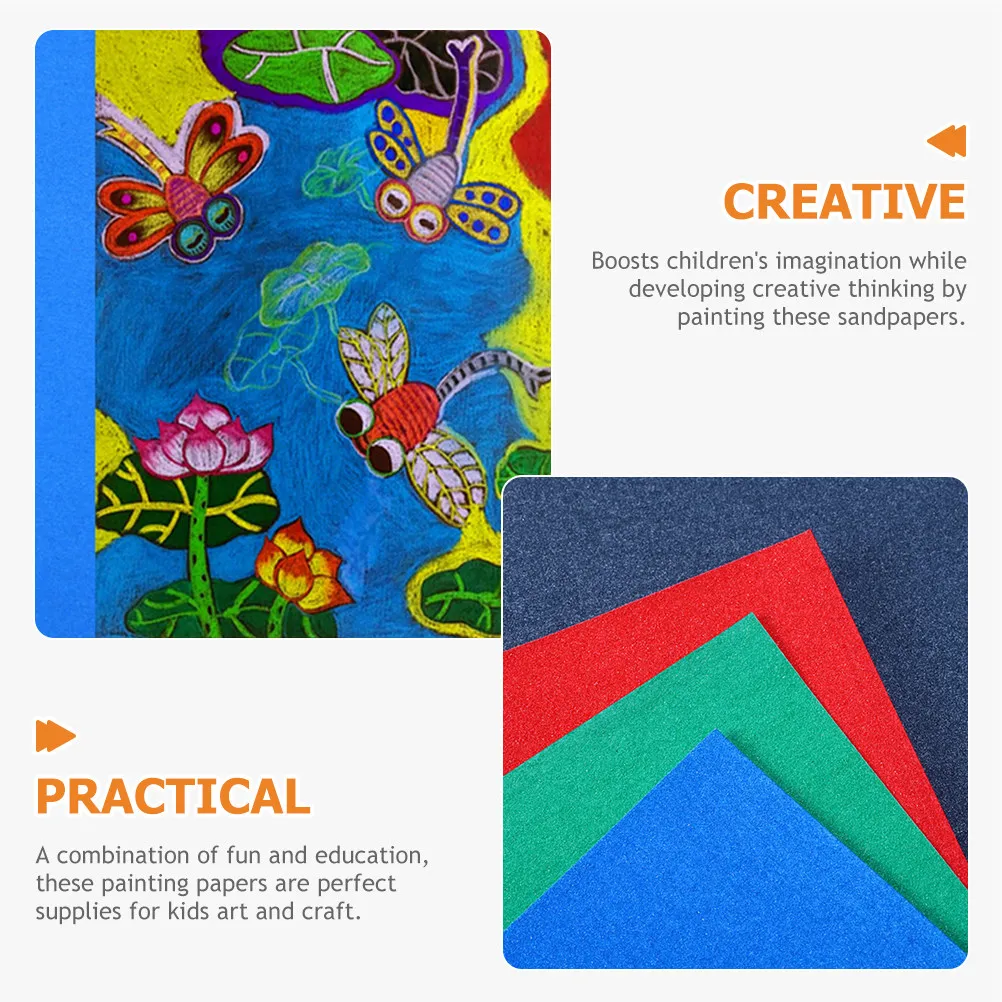 어린이를위한 10Pcs 컬러 사포 시트 그림 그리기 미술 공예 조기 색상 학습 창의적 사고 개발 재미