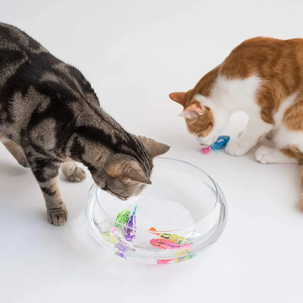 Cat Interactive Toy Pet Cat LED Interactive Swimming Robot Fish Toy For Cat Glowing Electric Fish to Stimulate Pet's Hunter Instincts